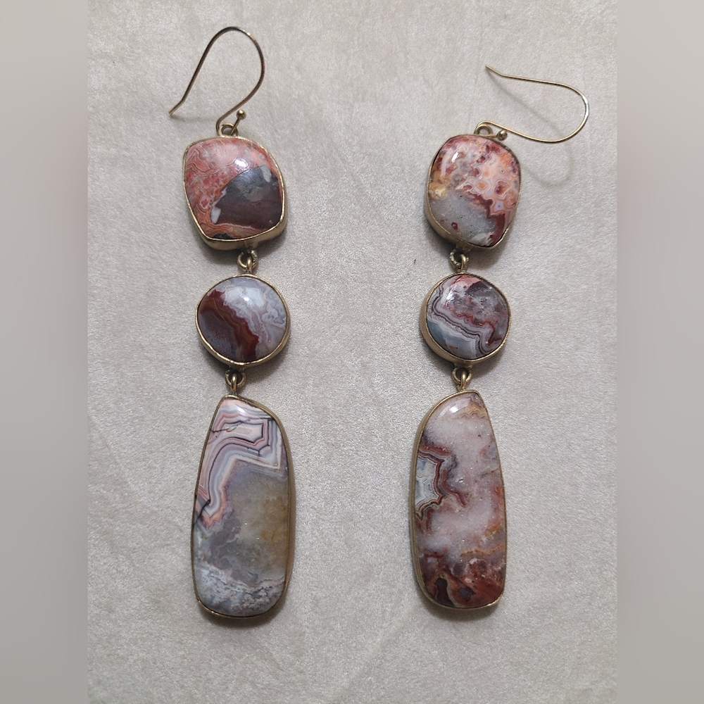 Crazy Lace Agate Earrings by Aureus + Argent